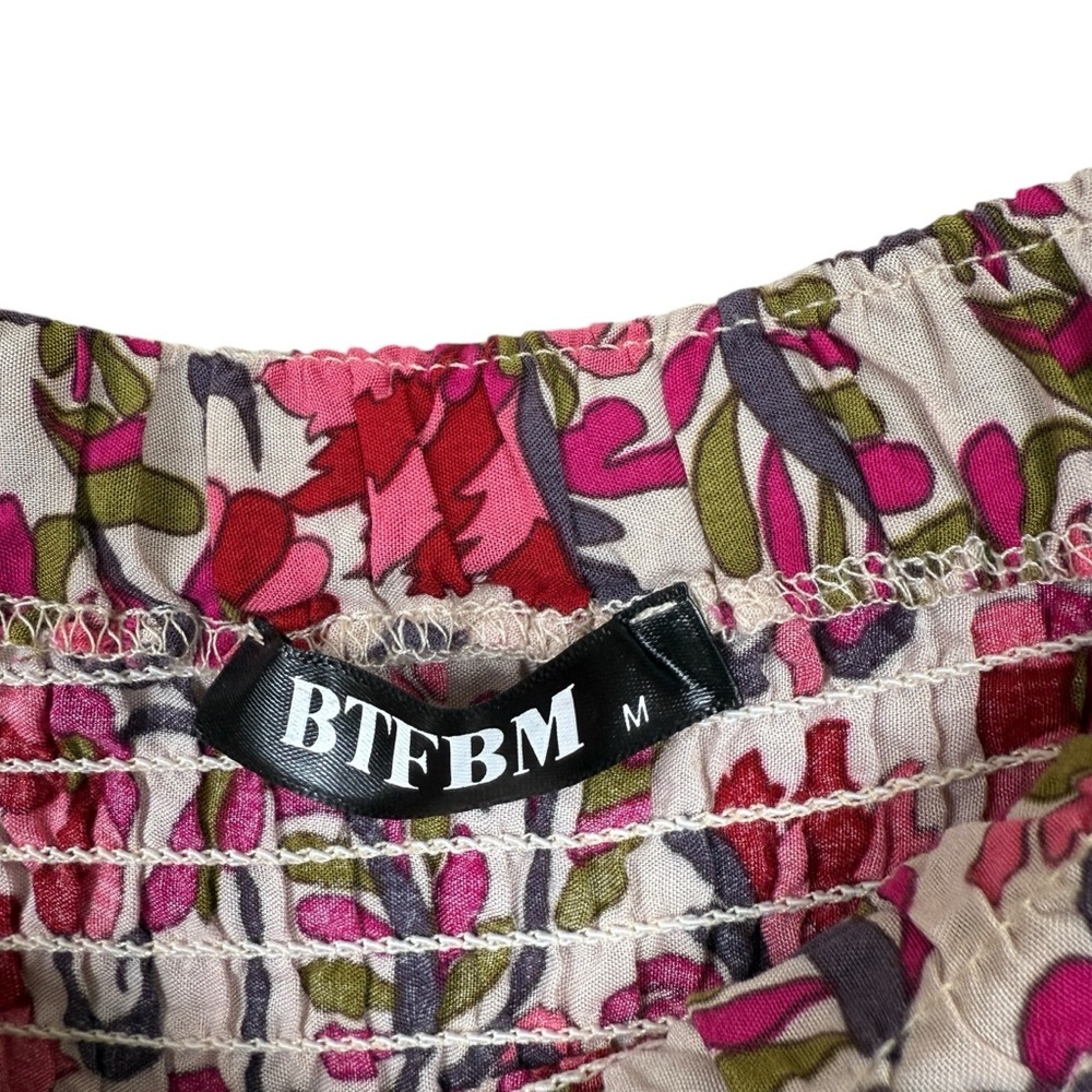 BTFBM Women's Floral Print Ruffle Split Midi Skirt - Bohemian Style - Size M - Picture 4 of 8